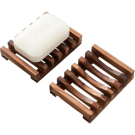 Seifenschale aus Holz für die Dusche 2er Set Seifenschalen Selbstentleerende Seifenschale fürs Badezimmer Aufbewahrungsbehälter für selbstgemacht (1/5)