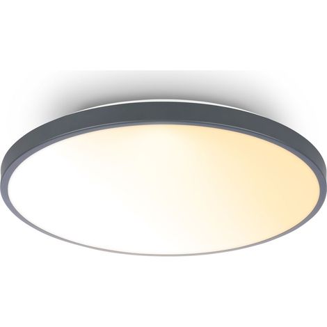 Briloner COMPETO Plafoniera LED, dimmerabile, telecomando, controllo della temperatura del colore CCT, cornice decorativa, antracite, Ø38 x 6 cm