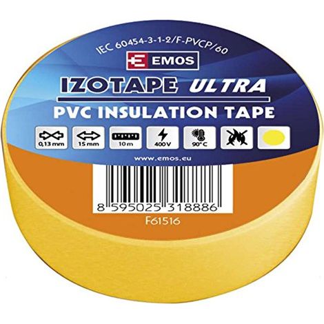 Nastro isolante in PVC 15 mm x 10 m giallo
