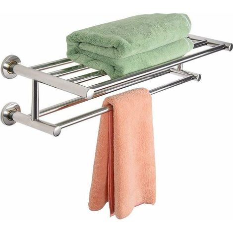 Porte-Serviettes Mural Inox 60x22.5x16cm, Barres pour salle bain (1/4)