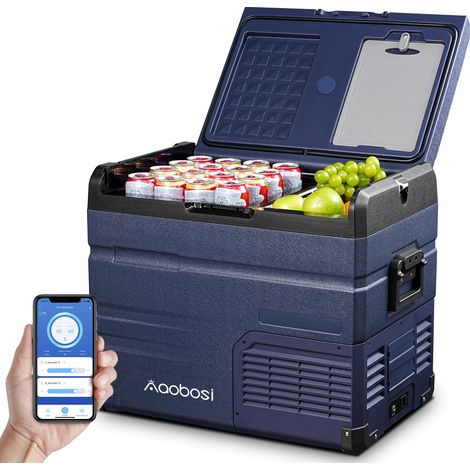 AAOBOSI compressore Frigo Portatile 46L, Frigo Per Auto Doppia Zona, Frigorifero da Viaggio con WiFi, -20 ℃ a 20℃, 12/24V DC e 100/240V AC,Per Auto, Camion, Camper, Barca e Presa Di Corrente (1/5)