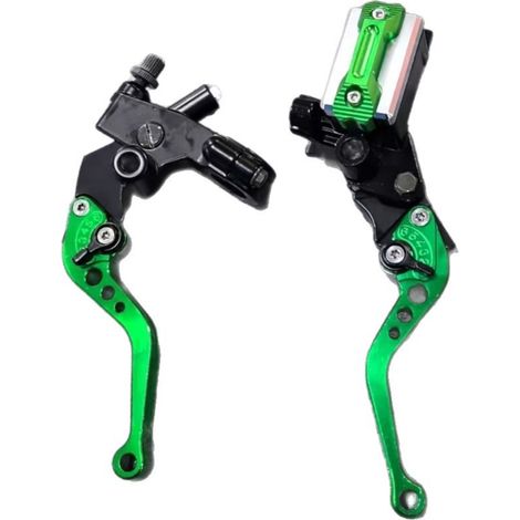 7/8-Zoll-Vorderradbrems- und Kupplungshebel – Grün eloxiertes Aluminium – Verstellbar für Motorräder, Roller und Dirtbikes – Montage (1/5)