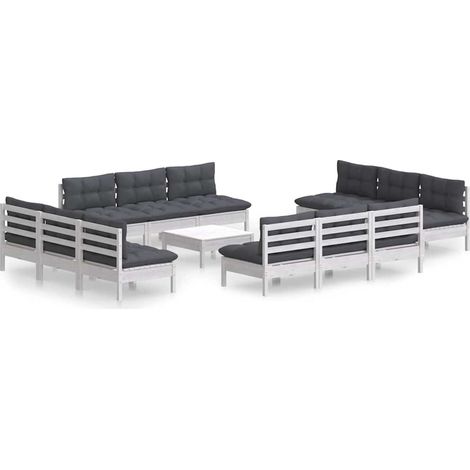 Maison Exclusive - 13-tlg. Garten-Lounge-Set mit Anthrazit Kissen (1/5)