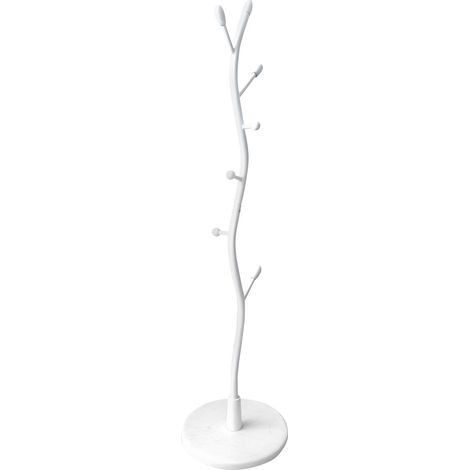 WELLHOME Porte-manteau Twist avec 8 cintres Ø35x134 cm en métal blanc (1/2)