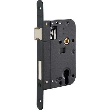 Thirard – Serrure monopoint à encastrer 70mm – Entraxe 70mm – Gâche incluse – Tétière noire – Réversible – Bouts ronds