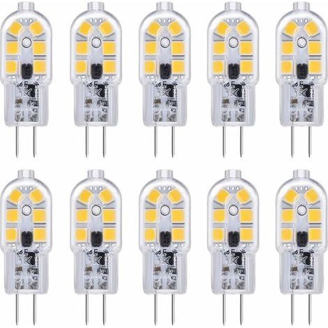 Ampoule LED G4 , Ampoule G4 LED 12V 2W Blanc Froid 6000K, 200LM, Équivalent Halogène G4 Bi-pin 10W 20W, LED Lampe G4 12V AC/DC pour Camping Car/Hotte Cuisine, non-dimmable, lot de 10 (1/5)