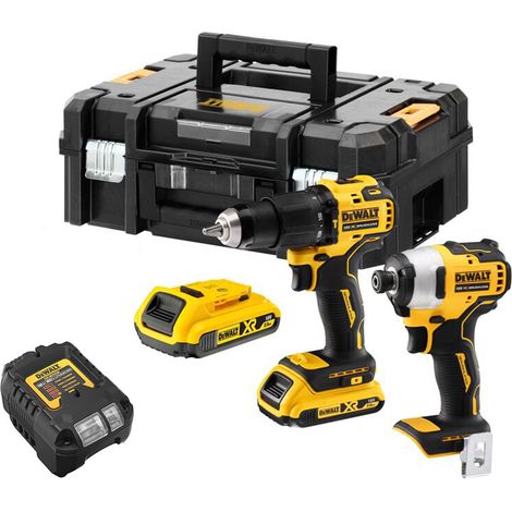 DeWALT DCK2062D2T 18V XR Brushless Twin Kit - 2x 2Ah Batteries, Charger & Tstak II Case (1/3)