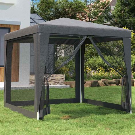 Tente de fête-Tente de réception 4 parois latérales en maille Anthracite 2.5x2.5 m (1/5)