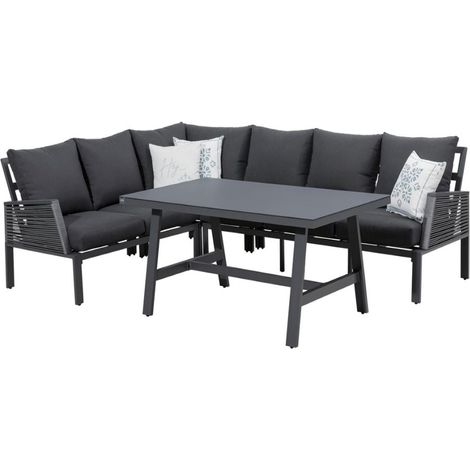 Primaster Dining Lounge Set Apulia Garten Möbel Grau Sitzgruppe Kissen Alu (1/3)