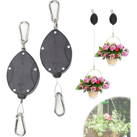 Ganchos de pared retráctiles para colgar plantas y campanillas de viento, aptos para comederos de plantas y pájaros, luces navideñas y cestas colgantes. (1/5)
