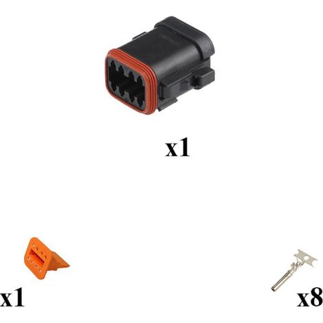 Kit connettore serie DT maschio porta femmina 8 vie EP08