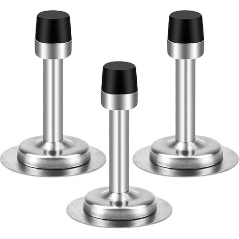 Pièces Arrêts de Portes, 2 in 1 Butée de Porte Murale Adhésive Acier Inoxydable avec Noir Caoutchouc (1/5)