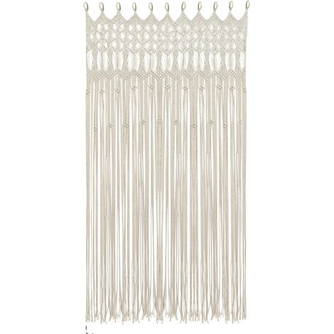 Rideau en macramé, style bohème, design respirant, BLANC (1/2)