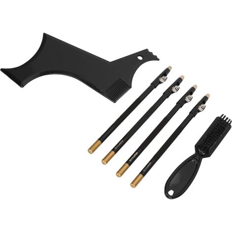 Kit de Pochoirs pour Barbe, Modèle de Modelage de Barbe Parfaitement profilé pour Auto-coupe, pour Hommes élégants en Voyage, Matériau ABS (Noir) (1/5)