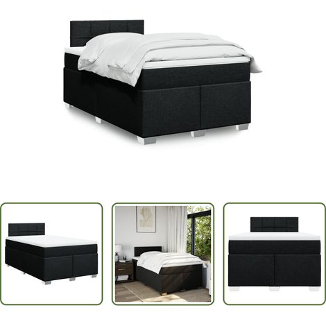 Matelas à ressorts ensachés - Sommier à lattes de lit avec matelas noir 120x190 cm tissu (1/5)