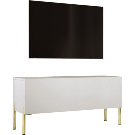 Meuble TV : 1 tiroir, 2 portes, labrador, or, 154 × 56 × 39 cm, poignées dorées (1/5)