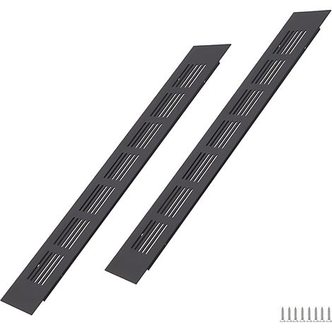 Grille D'aération - Lot De 2 - Aluminium - 300x50 Mm - Noir - Pour Placard Et Porte (1/5)
