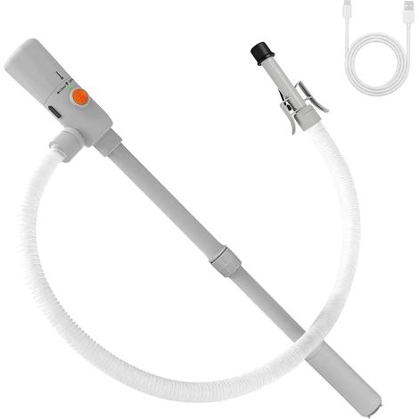 Pompe à essence pour bidon – Double alimentation (USB-C/AA), 3,2 GPM, pompe de transfert de carburant électrique avec arrêt automatique, pompe à huile électrique portable, tuyau de 51 pouces avec (1/5)