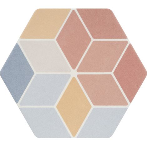 Aelle - Carrelage sol / mur hexagonal coloré 17x15 cm MINIMA8.6 MULTI COLOR 2 - Vendu par boîte de 0.57 m² (1/5)