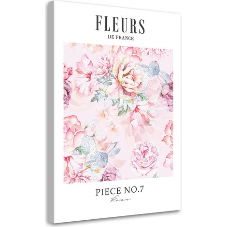 Tableau sur toile Shabby Chic fleurs de pivoine poudrées 40x60 (1/5)