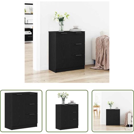 Holzwerkstoff -  Sideboard Schwarz Eichen-Optik 60 x 30 x 70 cm Holzwerkstoff (1/5)