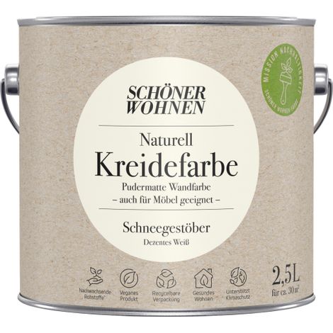 Schöner Wohnen Naturell Kreidefarbe 2,5 Ltr. Schneegestöber dezentes Weiß (1/5)