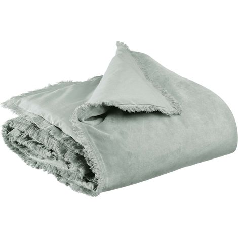VIVARAISE - Édredon uni Vivaraise Fara - 100% coton, couleur gris argent - 85 x 200 cm (1/4)