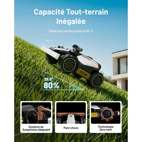 MAMMOTION LUBA mini 2 AWD 1000 Robot Tondeuse sans Fil Périmétrique, jusqu'à 1000m², AI Vision à Tri-Caméra+Positionnement NetRTK, Auto-Cartographie, Pentes 80%, DropMow — vue 4