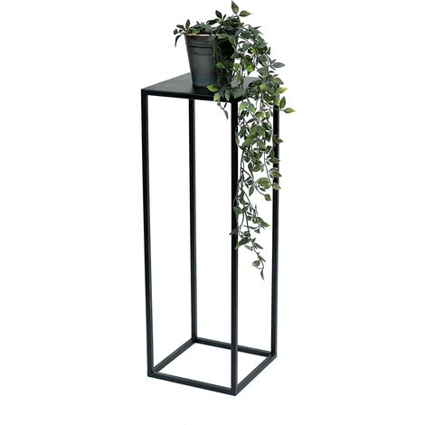 DanDiBo Blumenhocker Metall Schwarz Eckig 70 cm Blumenständer Beistelltisch 96350 Blumensäule Modern Pflanzenständer Pflanzenhocker (1/5)