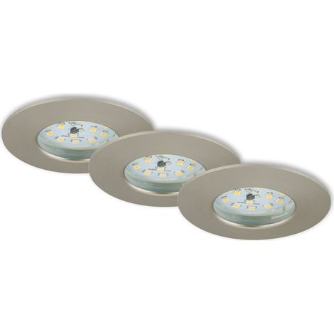 LED Einbauleuchten Dimmbar 3er Set IP44 5,5 W silber Kunststoff Briloner