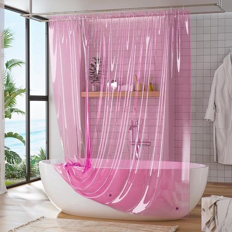 Rideau de douche imperméable en PEVA, facile à nettoyer, rideau de douche pour salle de bain, insert de rideau de douche, rose, 183 x 183 cm (1/5)