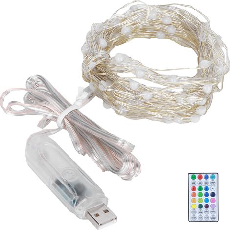 10 Meter lange Lichterkette mit 100 LEDs, 16 Farben, USB-Fernbedienung, IP44 wasserdicht, für den Innenbereich, Schlafzimmer, Partys, Festivals (1/5)
