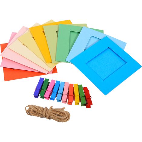 Lot de 10 cadres photo suspendus LOMO 3 pouces, décoration murale moderne, pinces colorées pour affichage photos, style vintage, idéal pour la maison. (1/5)
