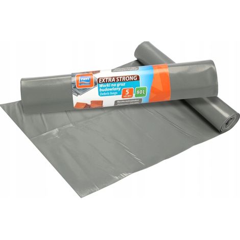 Sacchi per rifiuti e detriti edili, resistenti, 5 pezzi, 80 l