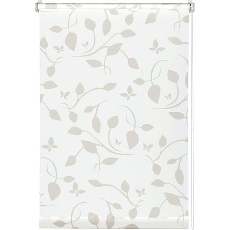 GARDINIA EASYFIX Tenda a Rullo Decorativa 100 Scandinavian con Fissaggio a Incastro o con Adesivo, Montaggio senza Trapano né Viti, Opaco, Traslucido, Bianco/Naturale, 55 x 180 cm (1/4)