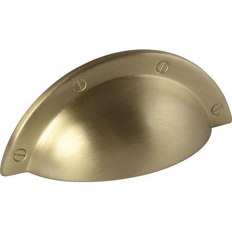 Poignée Meuble en coquillage Ulter - Largeur : 92 mm - Manche à visser avec 2 vis M4 - Laiton mat