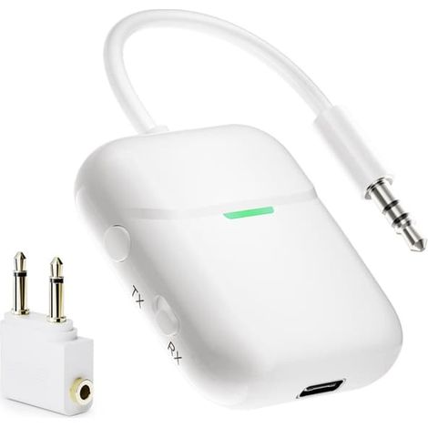 Émetteur/récepteur Bluetooth – peut être connecté à n'importe quelle prise jack 3,5 mm de votre téléviseur, appareil de fitness ou console de jeux. (1/5)