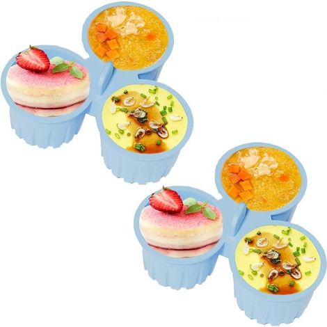 Molde de silicona para freidora de aire (2 piezas), bandeja antiadherente para hornear, 3 compartimentos para muffins, accesorios para hornear y cocinar, moldes de silicona reutilizables, color azul