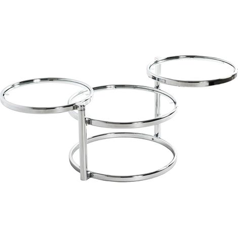 Table Basse chromé, métal, Verre trempé - Dim.: L 58-140 cm x H 43 cm x P 50 cm, Style: Modern (1/5)