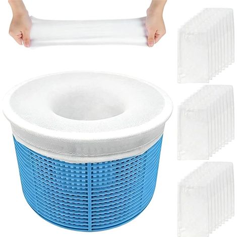 30 pièces chaussettes skimmer piscine, préfiltre nylon élastique réutilisable pour filtration efficace des débris, feuilles et cheve (1/5)