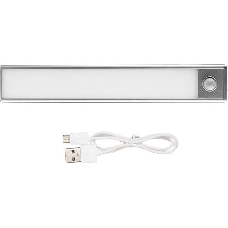 Lampe LED Pour Armoire - Capteur De Présence Infrarouge - Rechargeable USB - Aluminium - Blanc - 1 Pièce (1/5)
