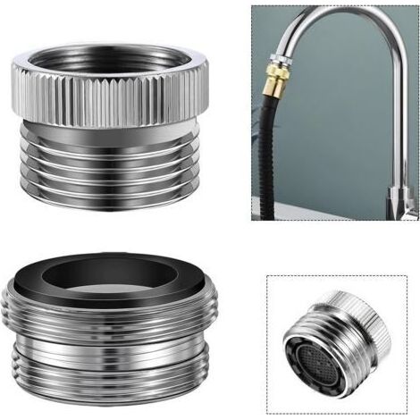 Wasserhahnadapter, Metall-Wasserhahnadapter, Wasserhahnadapter-Set zum Anschluss eines Gartenschlauchs, Gewindeadapter für Küchen-, Badezimmer- und Spülbeckenarmaturen (1/5)