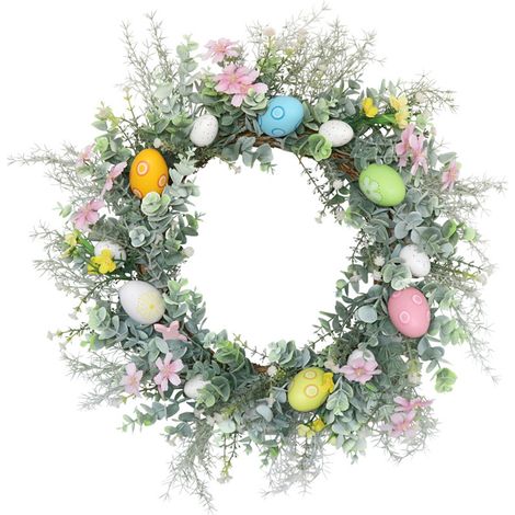 Couronne décorative d'œufs de Pâques, plante artificielle, décoration de porte et de mur (1/5)