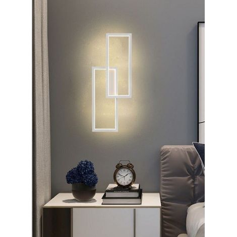 TrAdE Shop Traesio - Applique Led Da Parete 32w 2 Rettangoli Aperti Luce Calda Fredda Naturale Aq25-b - -Bianco Caldo -