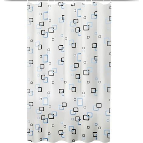 Anti-Mold Shower Curtain 200 X 200 cm, PEVA Fabric Shower Curtains Washable with 12 Hooks, Waterproof Antibacterial Quick Drying, for Bathtub, Bathroom