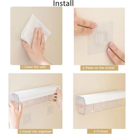 Boîte de rangement murale transparente 6 compartiments, installation sans perçage – parfaite pour ranger chaussettes, sous-vêtements et cravates (1/5)