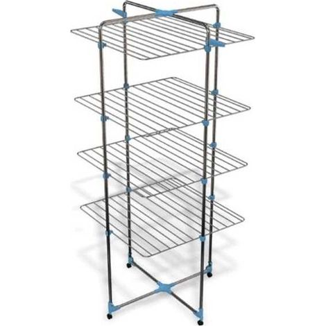 Etendoir à poser modulable en acier – 3 niveaux de grilles pliables – Roues pivotantes – Dimensions ouvertes 71x71x168 cm – Gimi