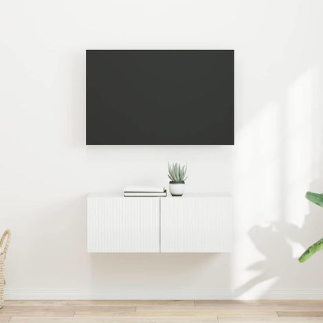 vidaXL Mobile TV da parete 2 pcs Bianco Lucido 39 x 31 x 29,5 cm