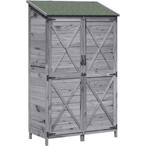 Chalet de jardin gris, 106 x 56 x 176,5 cm, bois d'ingénierie (1/5)