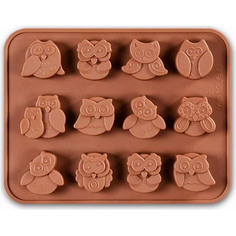 Moule à chocolat hibou 12 cavités, silicone pour bonbons, glace, savon et décoration de gâteau. (1/5)